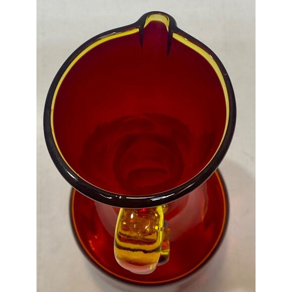 VTG Rainbow Art Glass Huntington West Virginia Tangerine/Amberina Pitcher 1966 - Picture 9 of 12